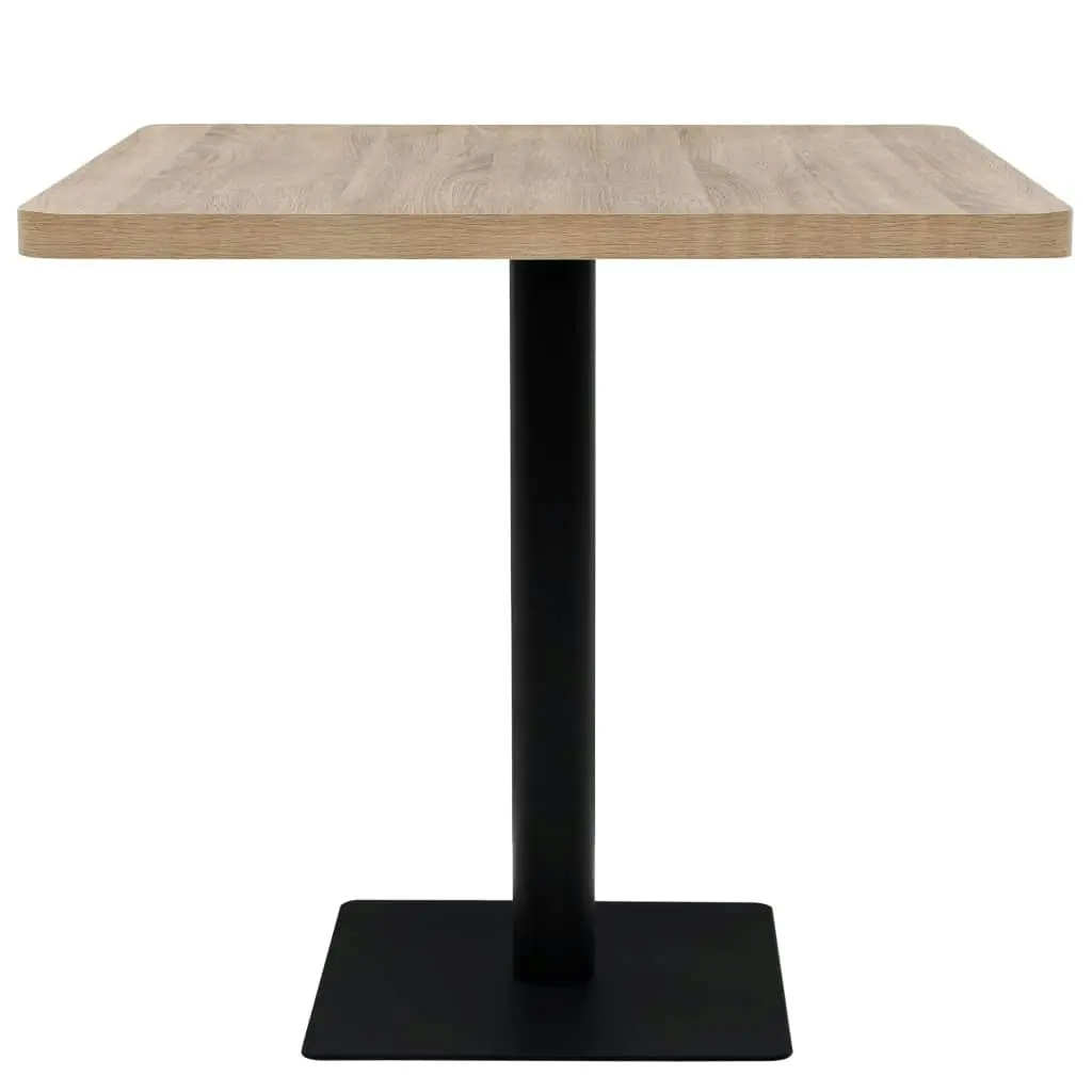 Bistro Table MDF and Steel Square 80x80x75 cm Oak Colour 245614