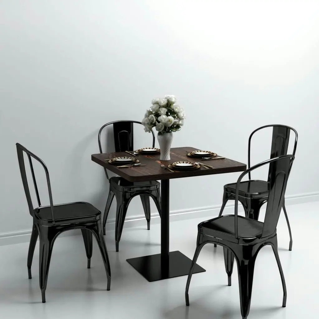 Bistro Table MDF and Steel Square 80x80x75 cm Dark Ash 245611