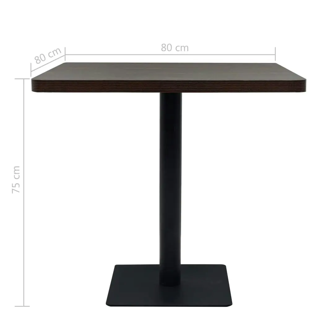 Bistro Table MDF and Steel Square 80x80x75 cm Dark Ash 245611