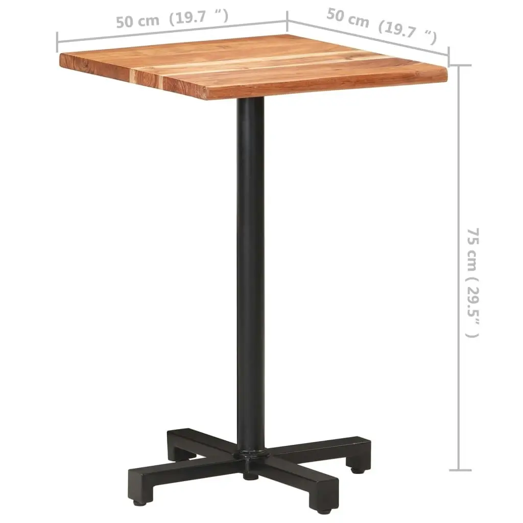 Bistro Table with Live Edges 50x50x75 cm Solid Acacia Wood 320298