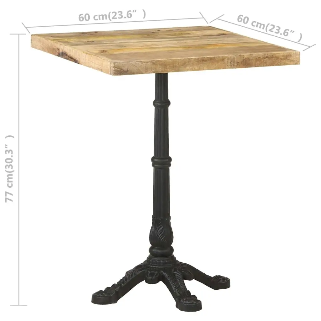 Bistro Table 60x60x77 cm Rough Mango Wood 321084