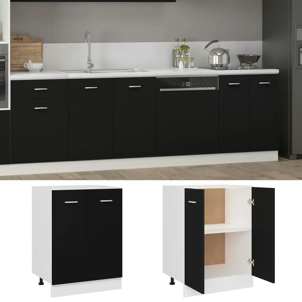 Bottom Cabinet Black 60x46x81.5 cm Engineered Wood 801189