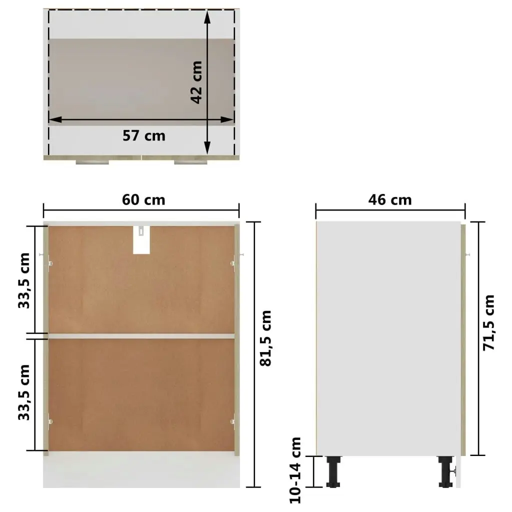 Bottom Cabinet Sonoma Oak 60x46x81.5 cm Engineered Wood 801191