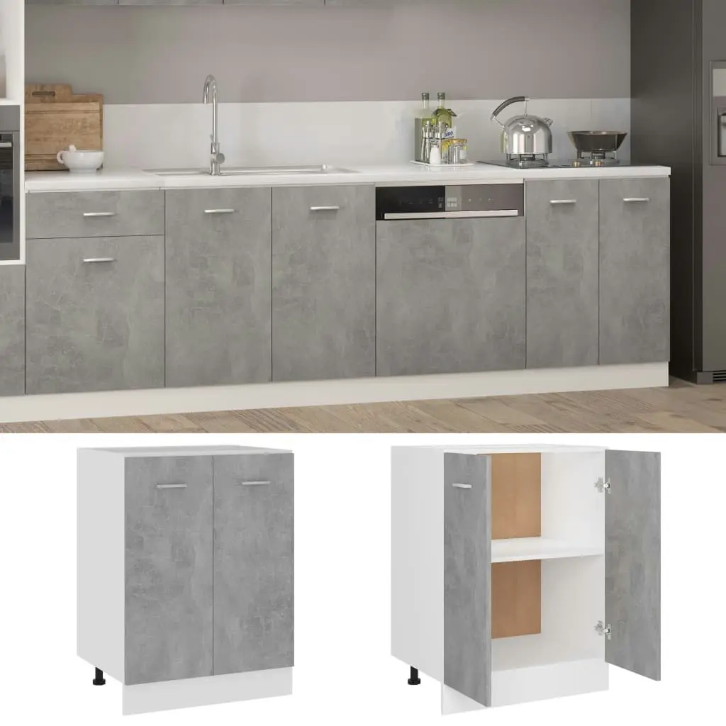 Bottom Cabinet Concrete Grey 60x46x81.5 cm Engineered Wood 801192