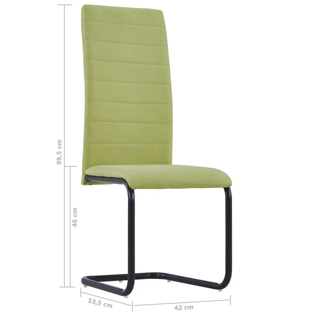 Cantilever Dining Chairs 6 pcs Green Fabric 279307