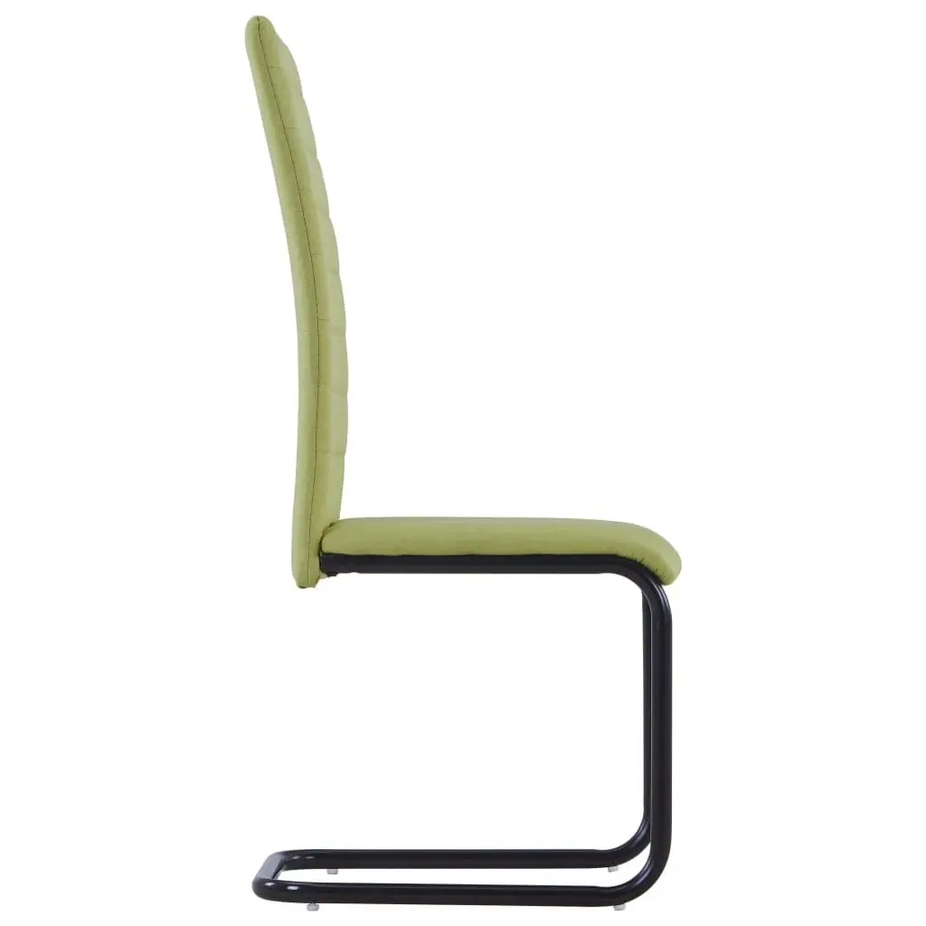 Cantilever Dining Chairs 6 pcs Green Fabric 279307