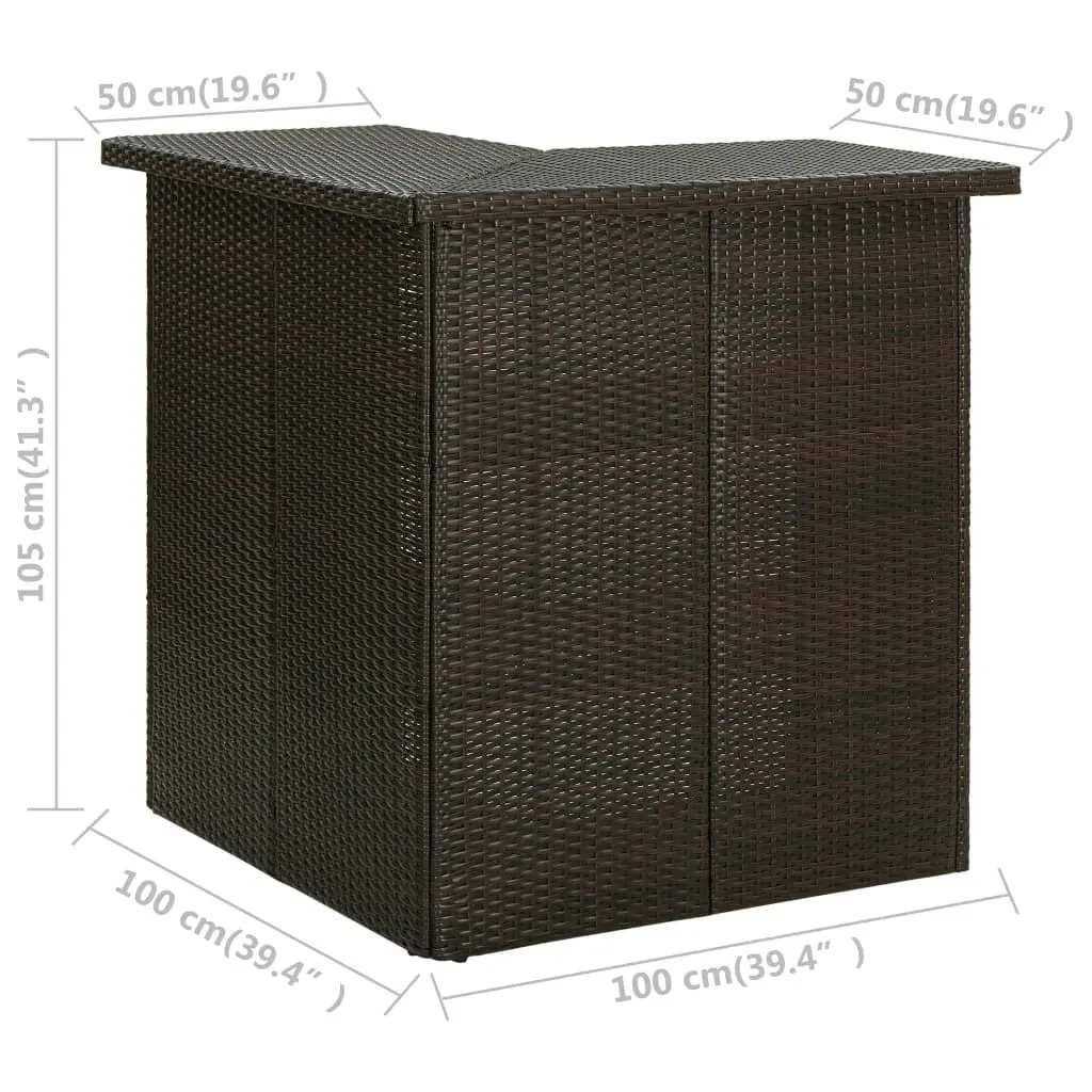 Corner Bar Table Brown 100x50x105 cm Poly Rattan 313480