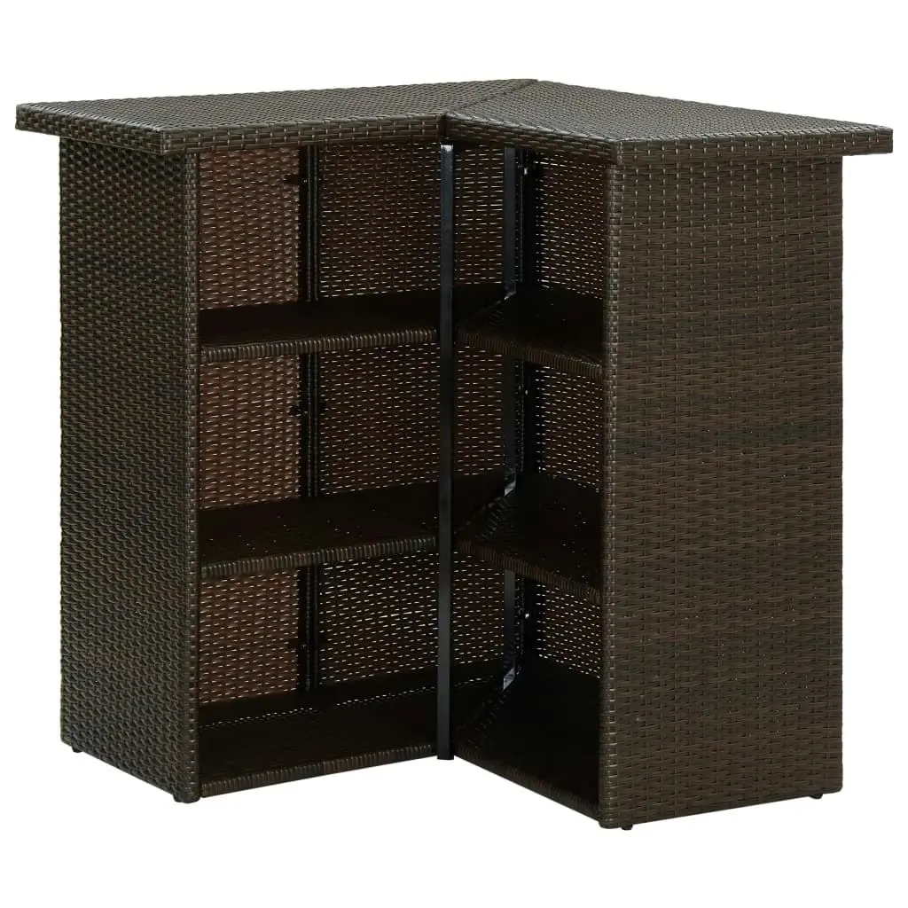 Corner Bar Table Brown 100x50x105 cm Poly Rattan 313480