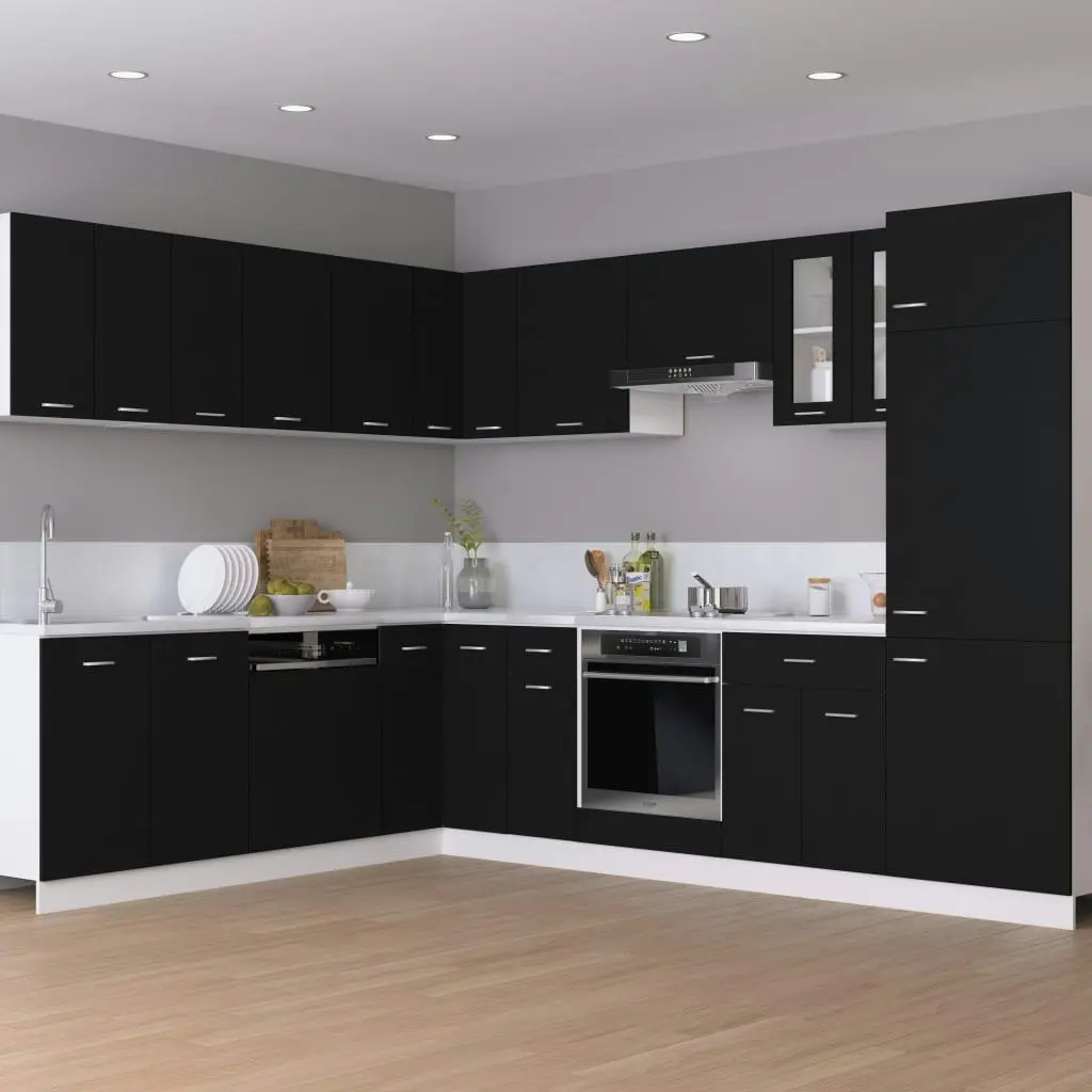 Corner Bottom Cabinet Black 75.5x75.5x81.5 cm Engineered Wood 802490