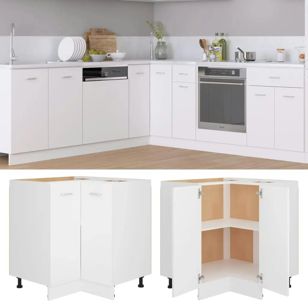 Corner Bottom Cabinet White 75.5x75.5x81.5 cm Engineered Wood 802489