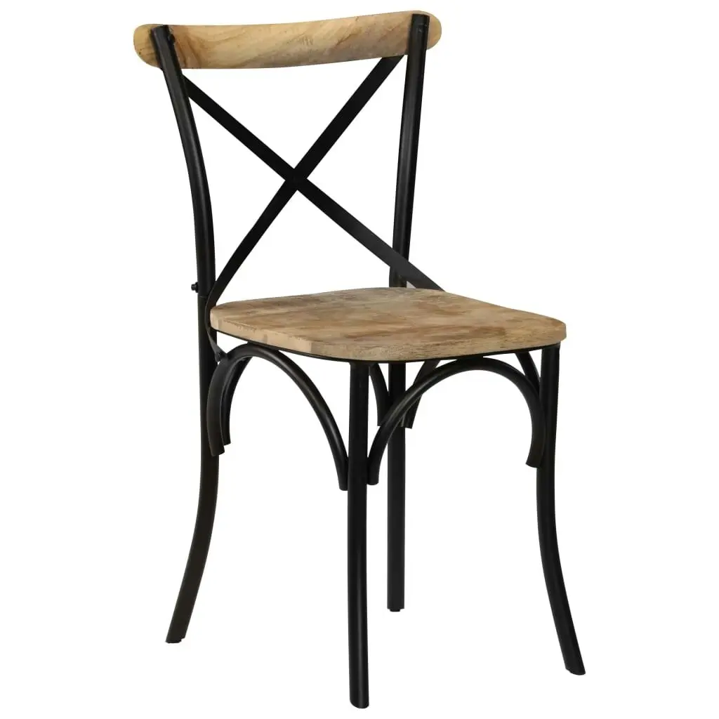 Cross Chairs 2 pcs Black Solid Mango Wood 247316