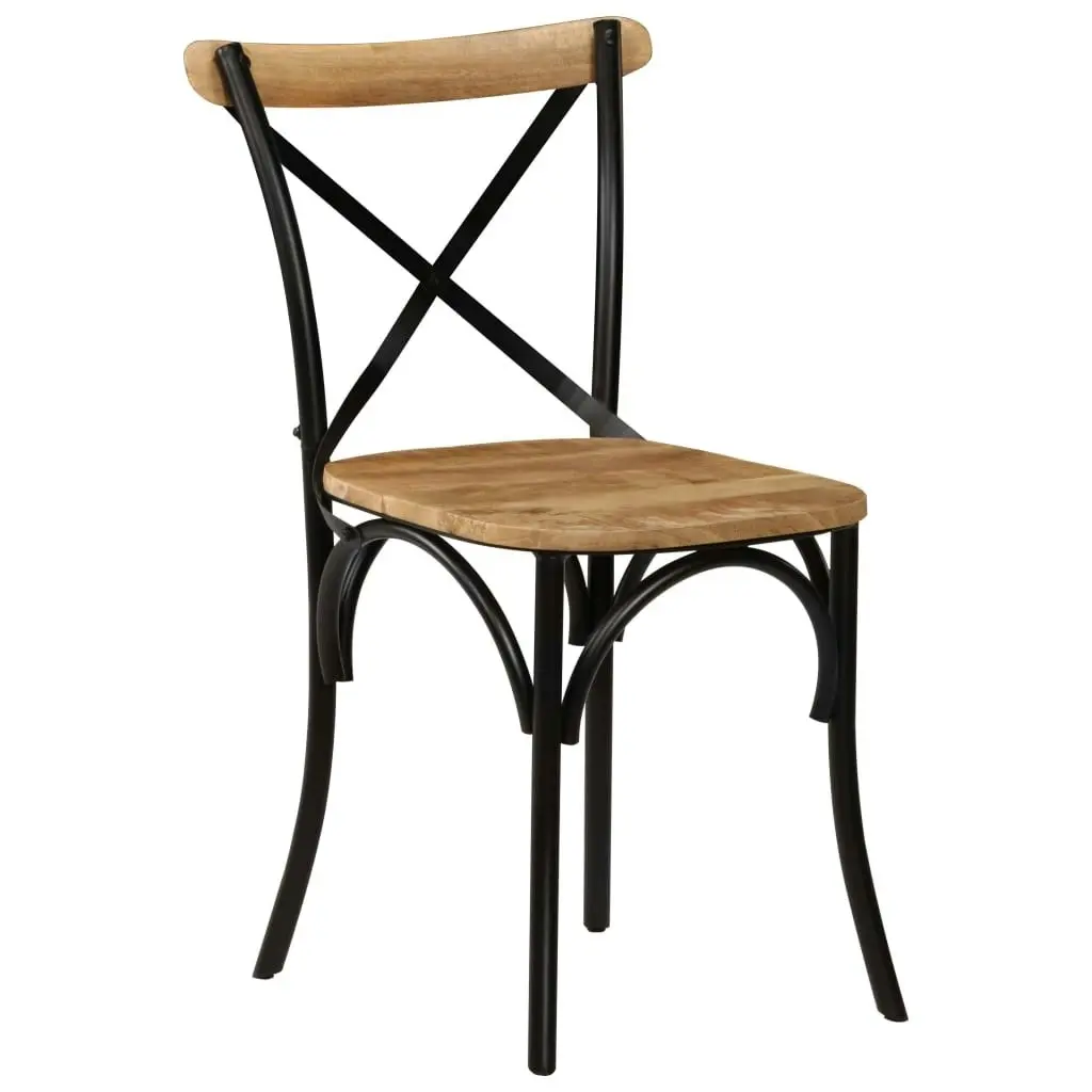 Cross Chairs 2 pcs Black Solid Mango Wood 247316