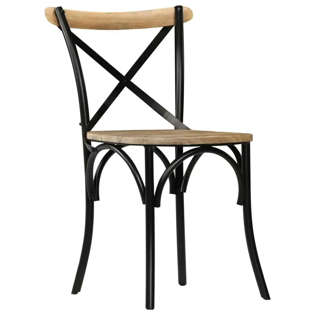 Cross Chairs 2 pcs Black Solid Mango Wood 247316