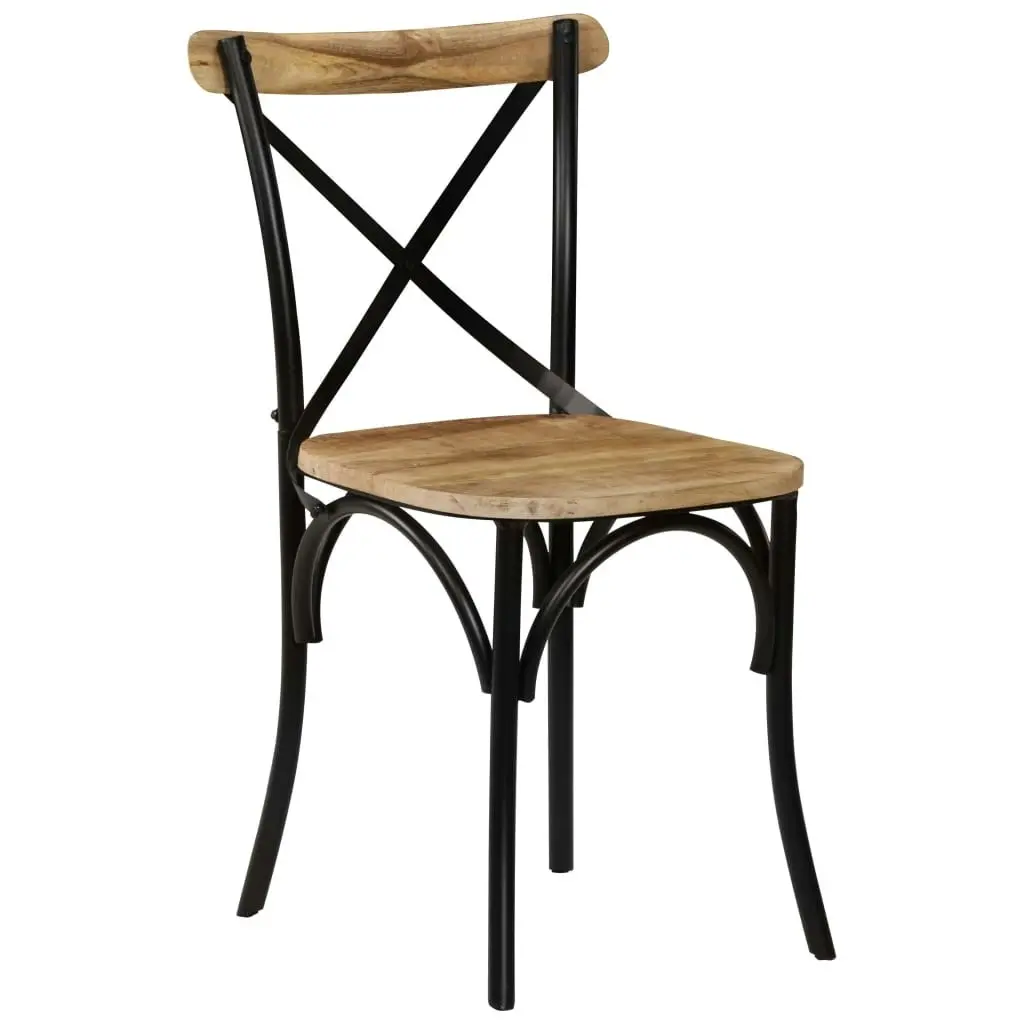 Cross Chairs 2 pcs Black Solid Mango Wood 247316