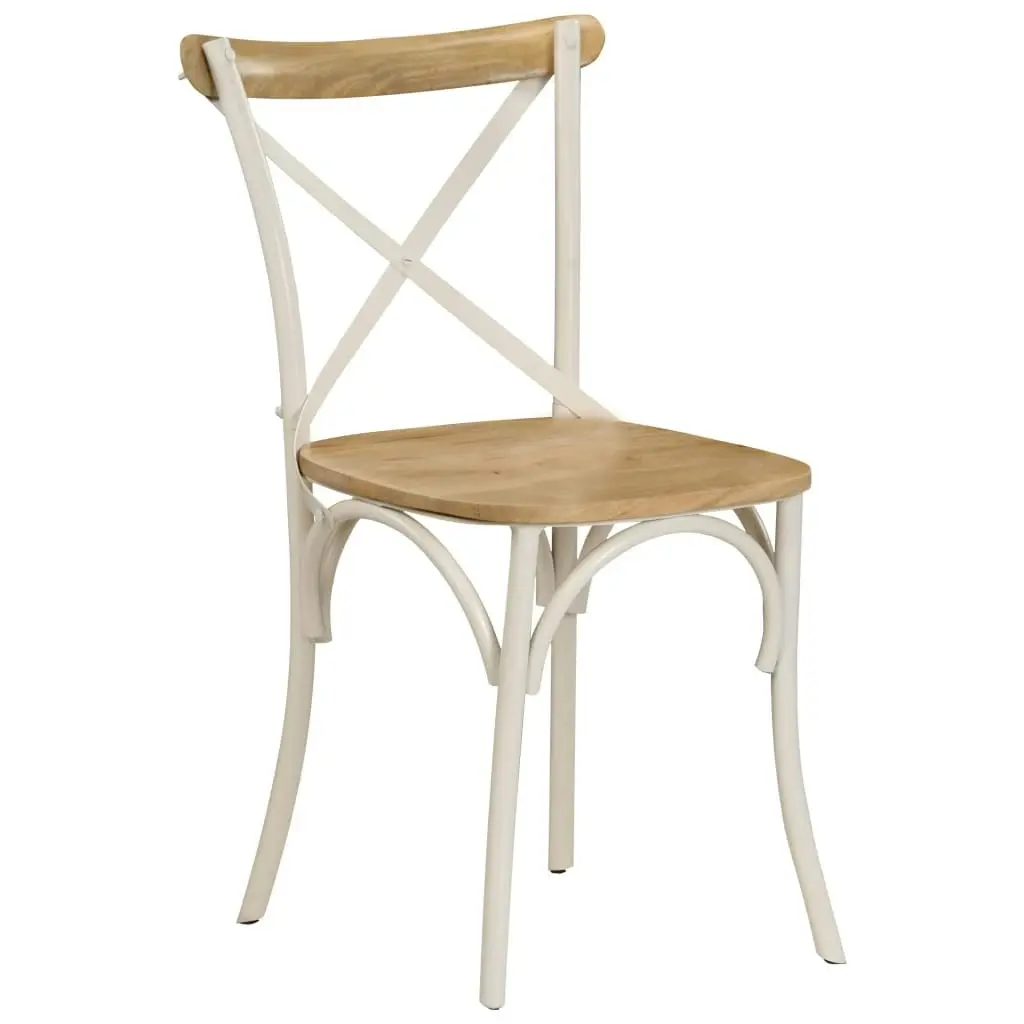 Cross Chairs 2 pcs White Solid Mango Wood 247315