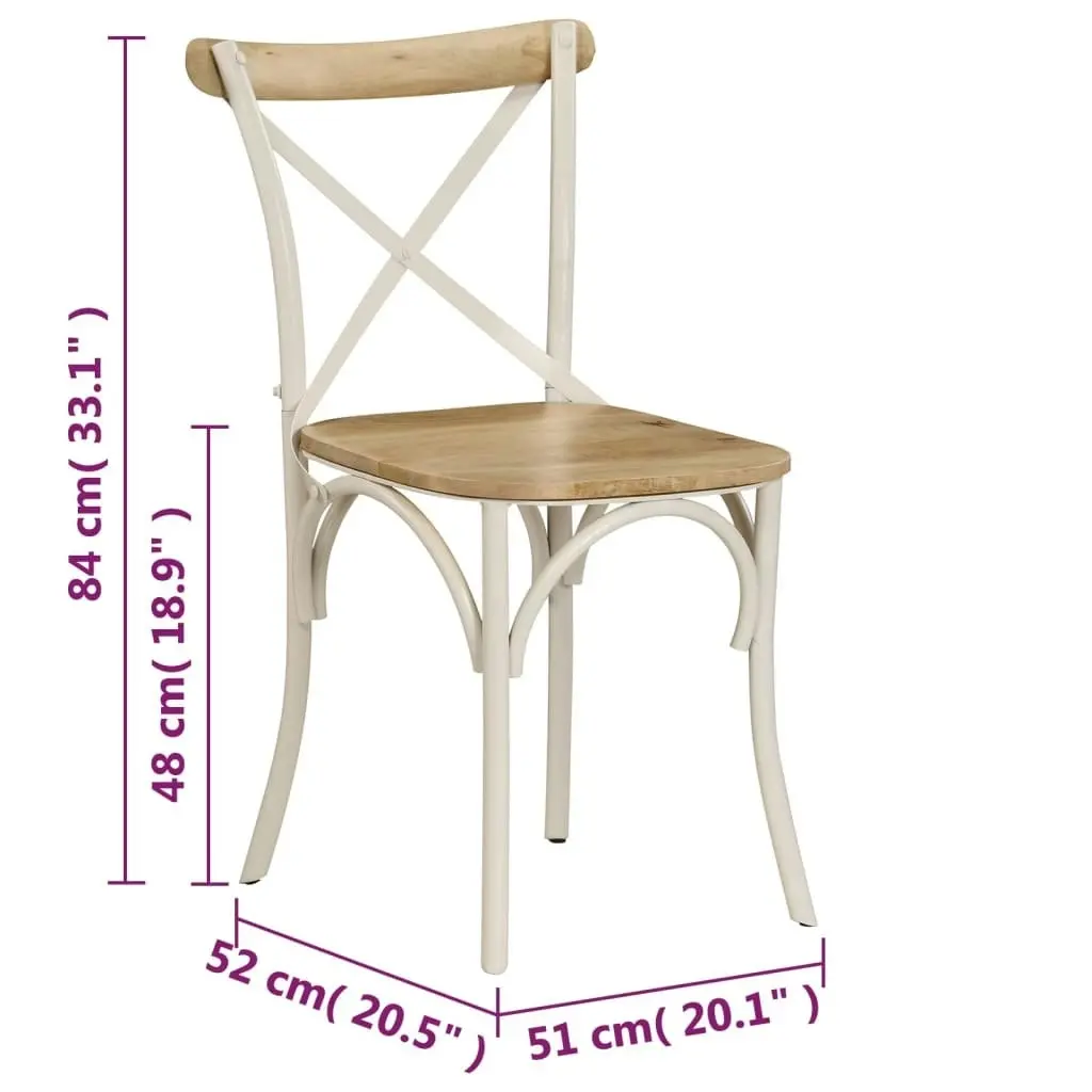 Cross Chairs 2 pcs White Solid Mango Wood 247315