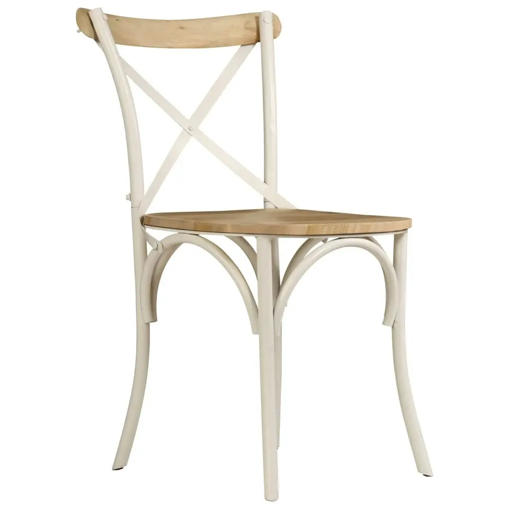 Cross Chairs 2 pcs White Solid Mango Wood 247315