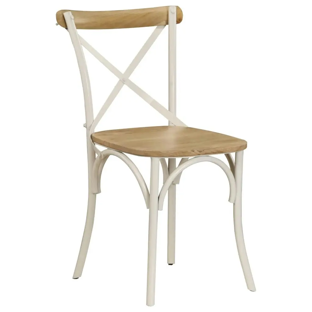 Cross Chairs 2 pcs White Solid Mango Wood 247315