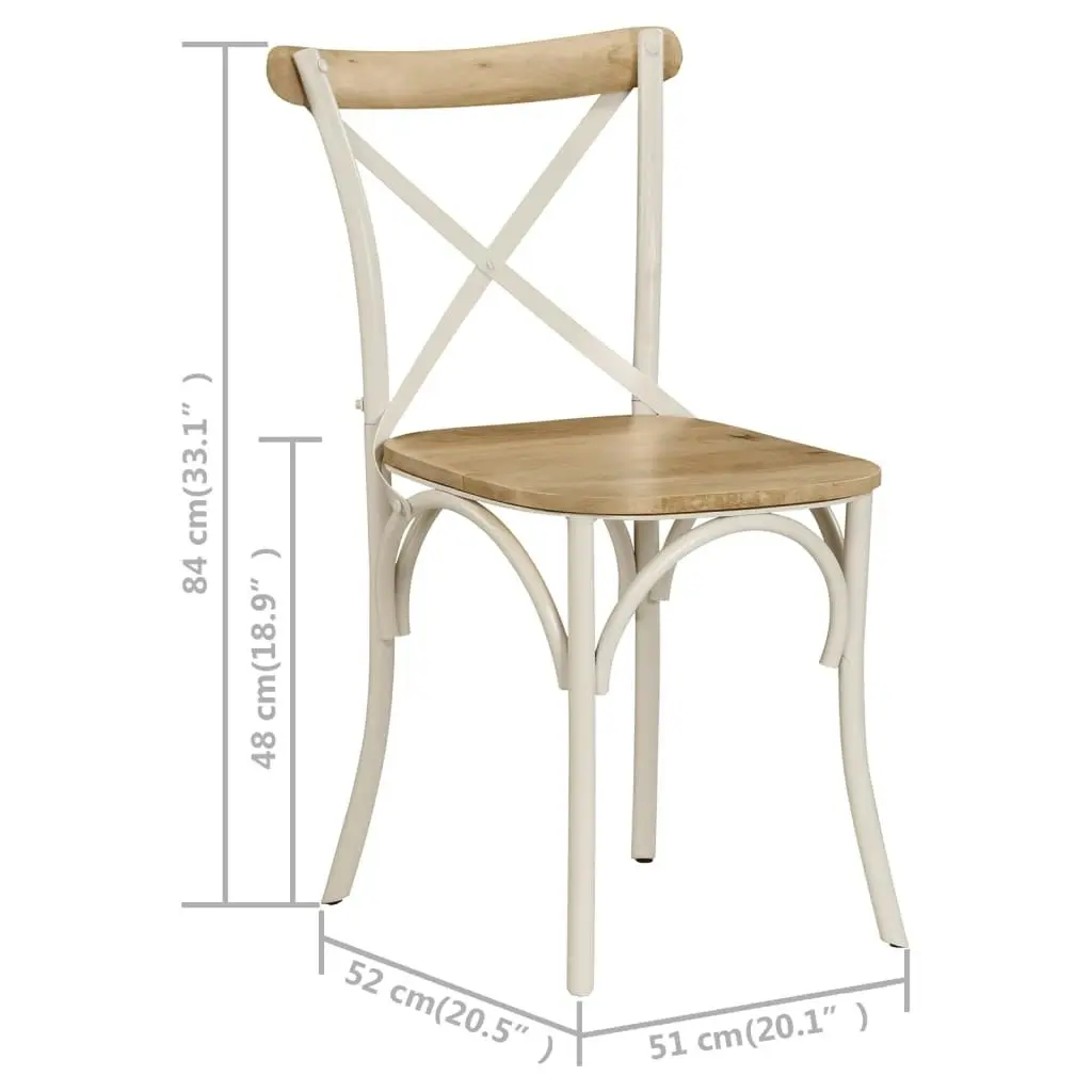 Cross Chairs 4 pcs White Solid Mango Wood 278771