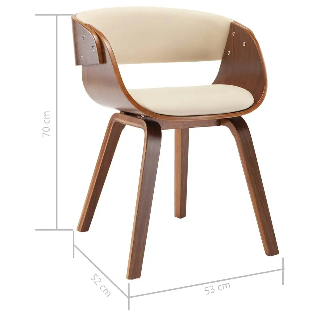 Dining Chair Cream Bent Wood and Faux Leather 283110