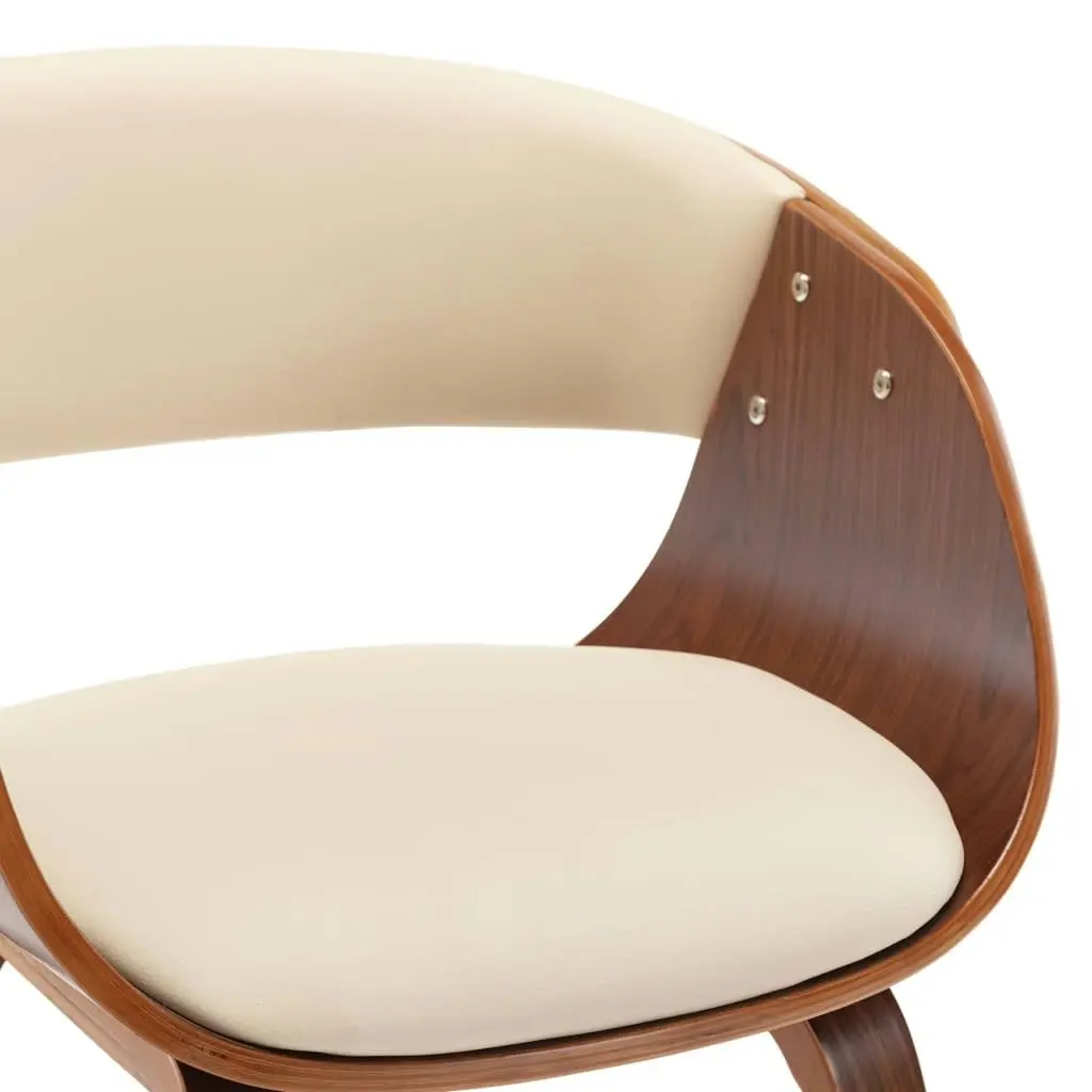 Dining Chair Cream Bent Wood and Faux Leather 283110