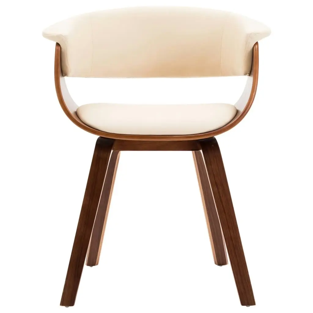 Dining Chair Cream Bent Wood and Faux Leather 283128