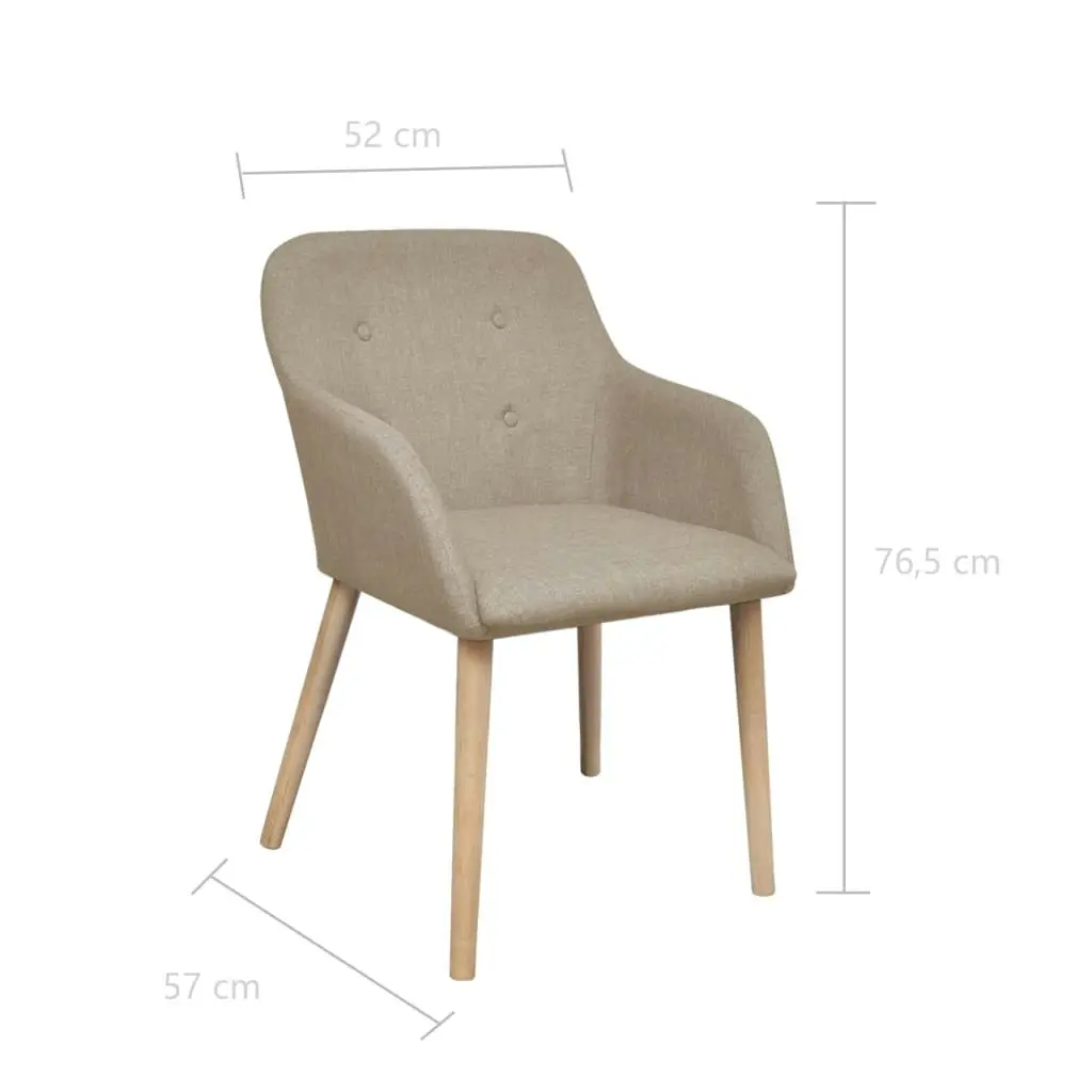 Dining Chairs 2 pcs Beige Fabric and Solid Oak Wood 241155