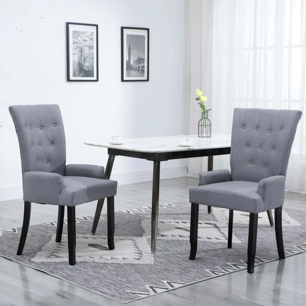 Dining Chair with Armrests Light Grey Fabric 248460