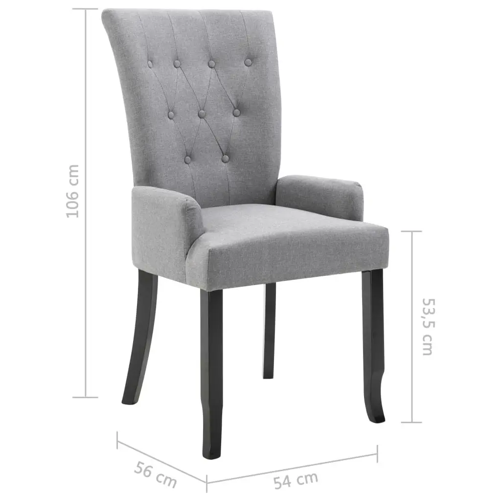 Dining Chair with Armrests Light Grey Fabric 248460