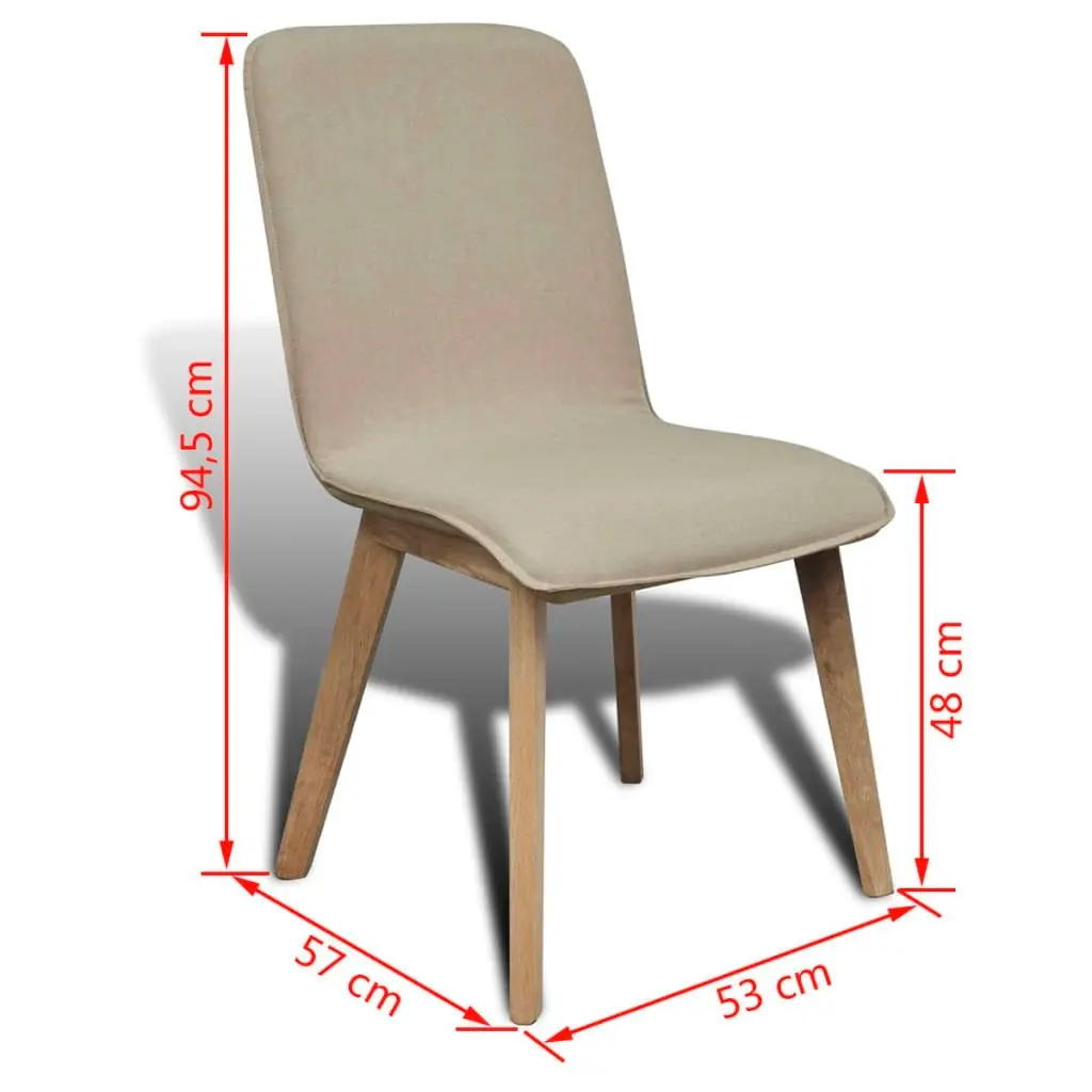 Dining Chairs 2 pcs Beige Fabric and Solid Oak Wood 241151