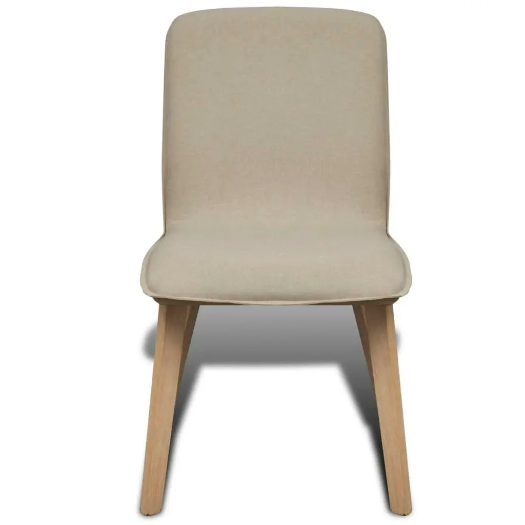 Dining Chairs 2 pcs Beige Fabric and Solid Oak Wood 241151