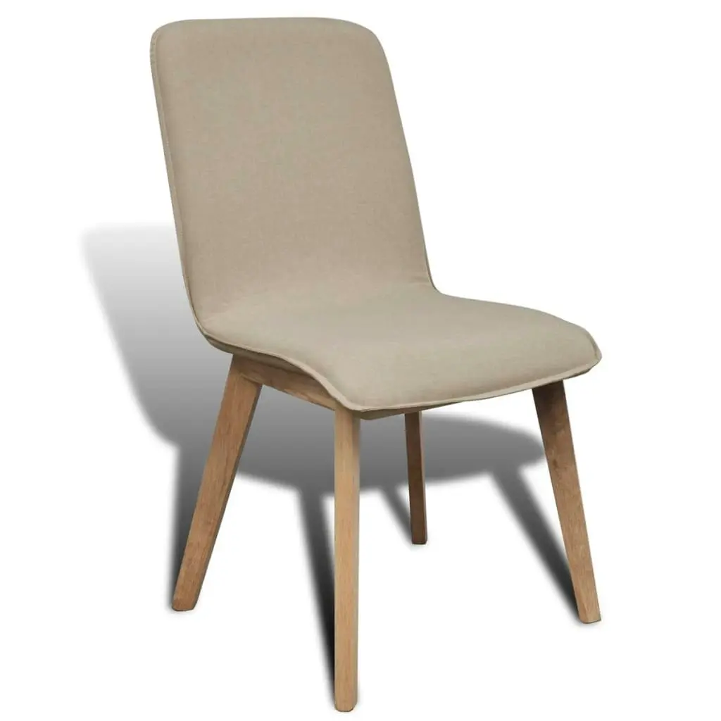 Dining Chairs 2 pcs Beige Fabric and Solid Oak Wood 241151