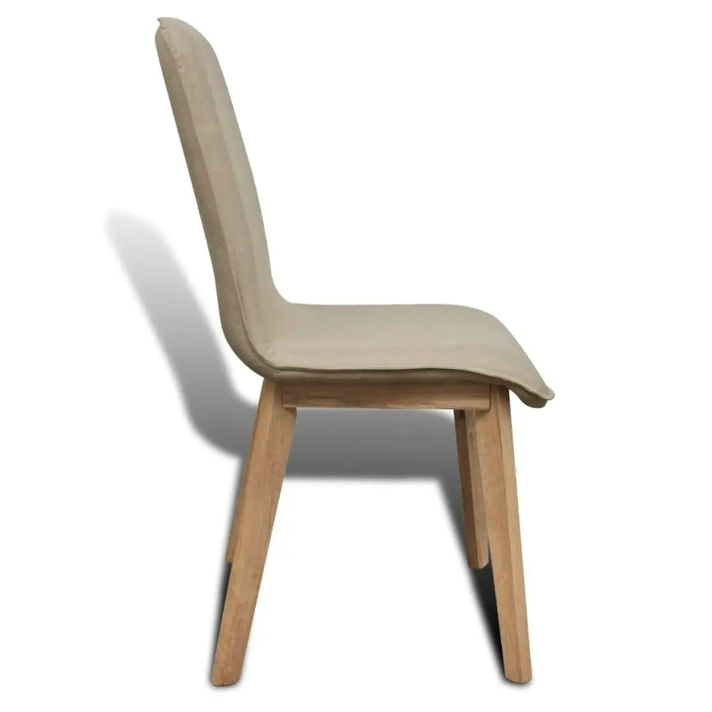 Dining Chairs 2 pcs Beige Fabric and Solid Oak Wood 241151