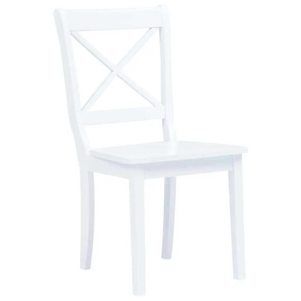 Dining Chairs 2 pcs White Solid Rubber Wood 247356