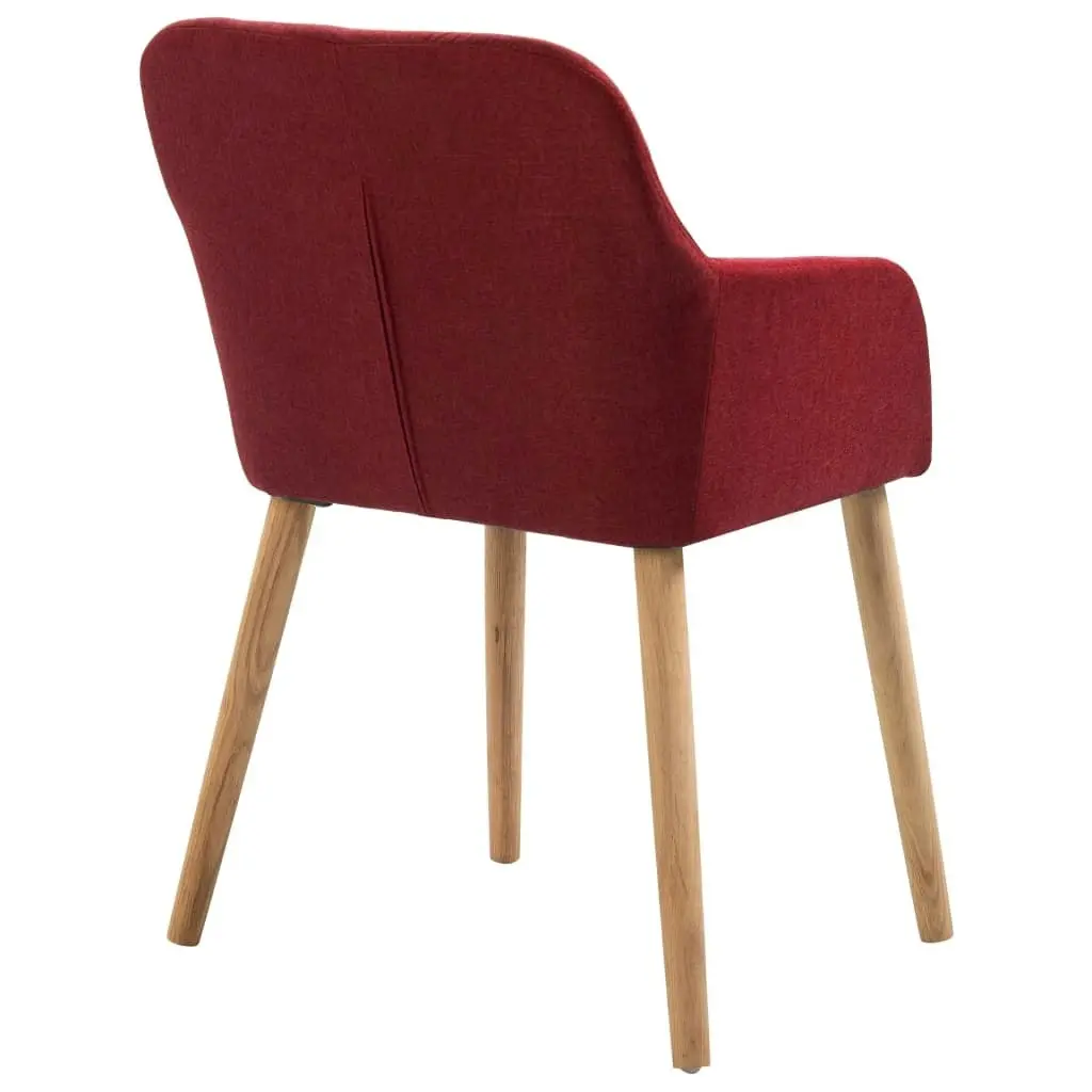 Dining Chairs 2 pcs Wine Red Fabric and Solid Oak Wood 248934