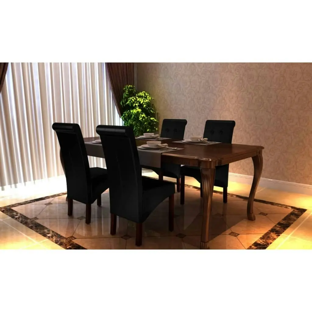 Dining Chairs 4 pcs Black Faux Leather 160316