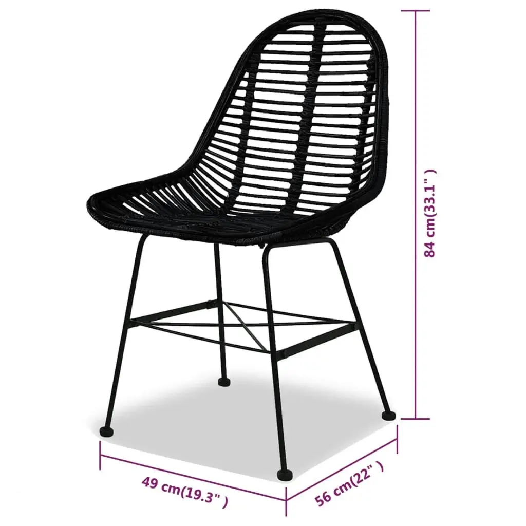 Dining Chairs 4 pcs Black Natural Rattan 244572