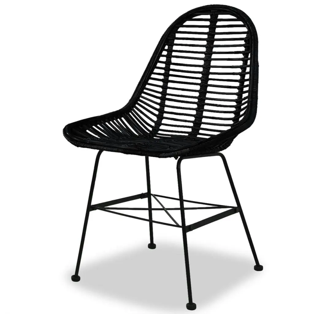 Dining Chairs 4 pcs Black Natural Rattan 244572