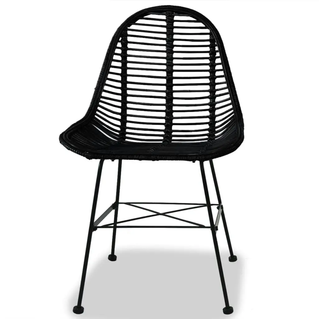 Dining Chairs 4 pcs Black Natural Rattan 244572