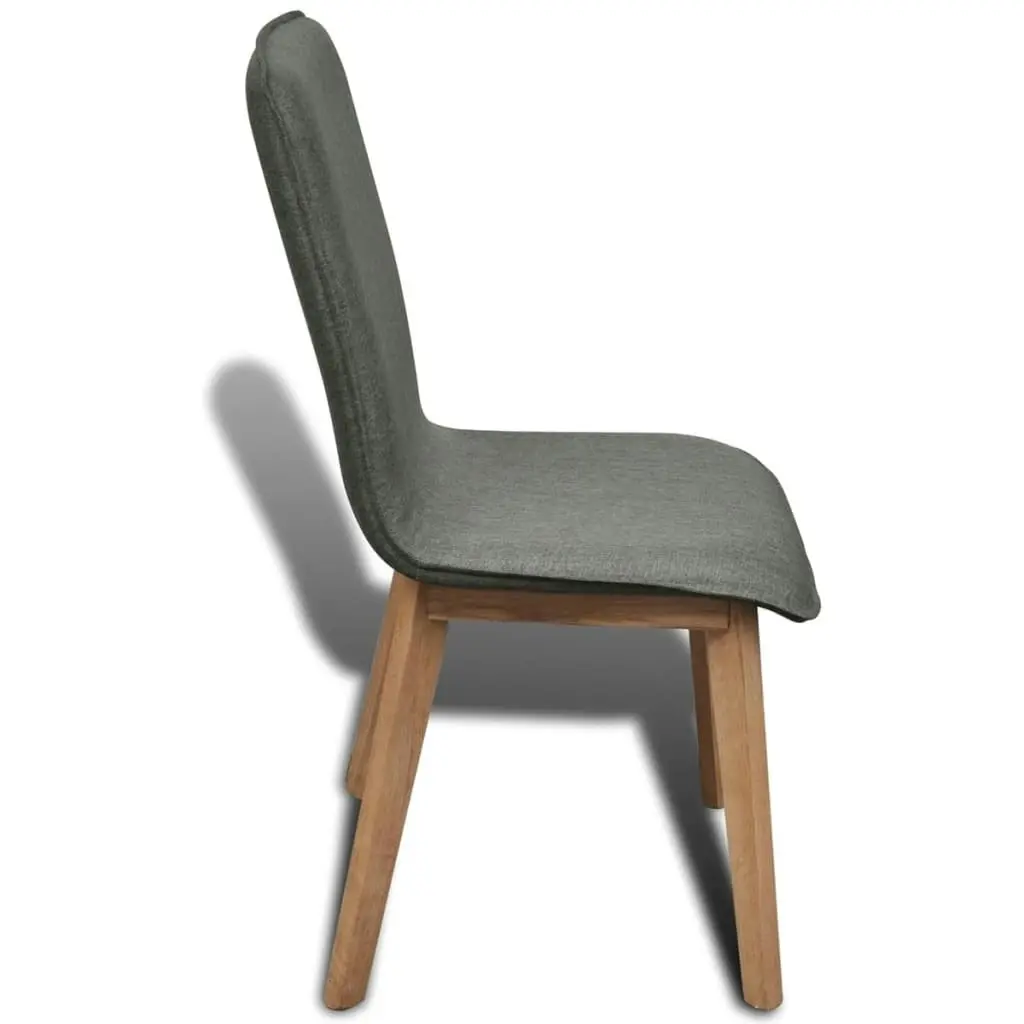 Dining Chairs 4 pcs Light Grey Fabric and Solid Oak Wood 241154