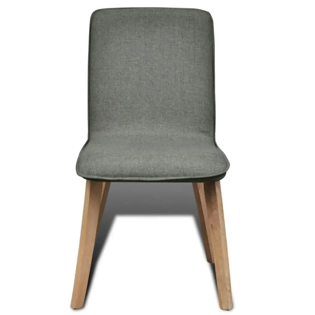 Dining Chairs 4 pcs Light Grey Fabric and Solid Oak Wood 241154