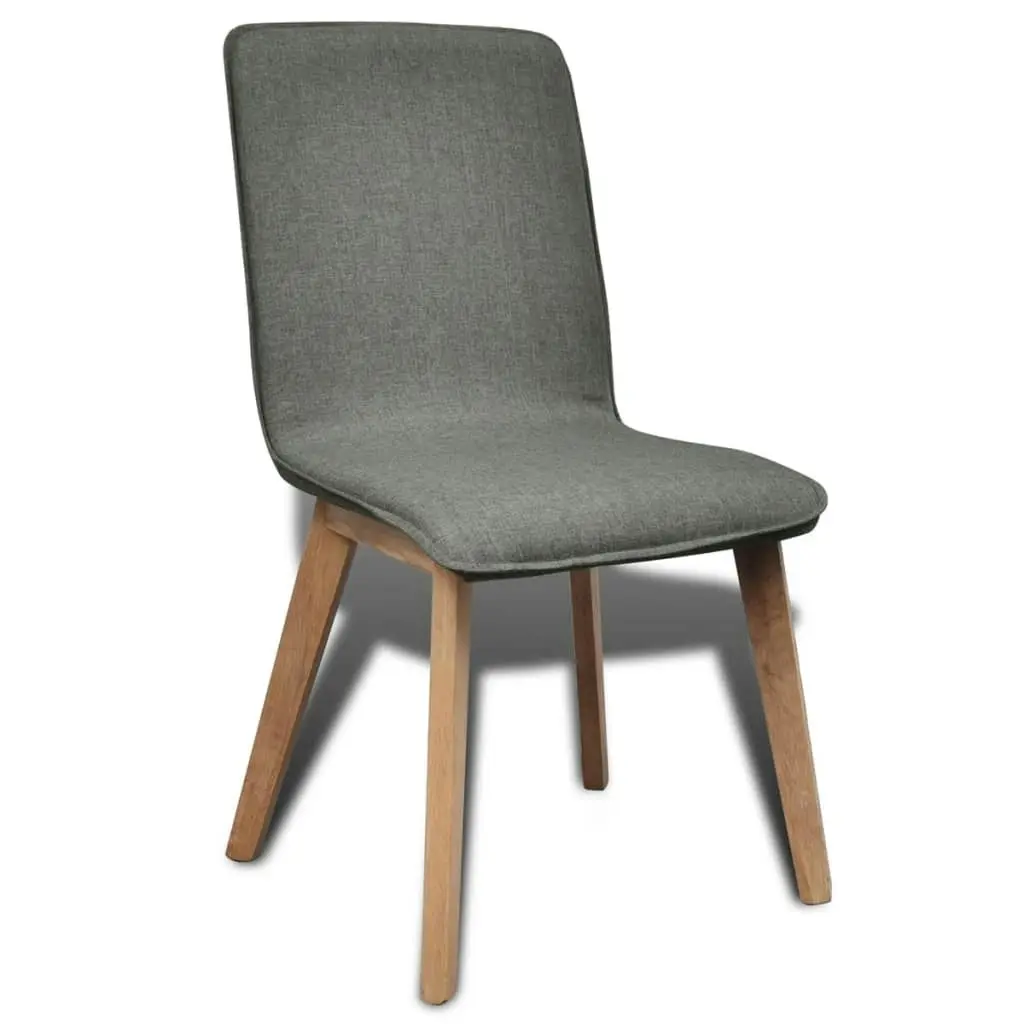 Dining Chairs 4 pcs Light Grey Fabric and Solid Oak Wood 241154