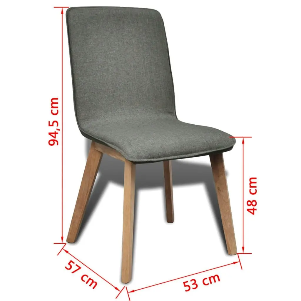 Dining Chairs 4 pcs Light Grey Fabric and Solid Oak Wood 241154