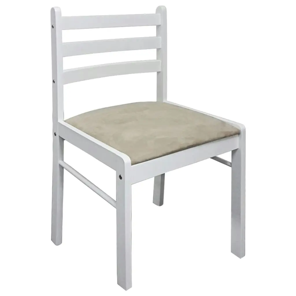 Dining Chairs 4 pcs White Solid Rubber Wood and Velvet 242031