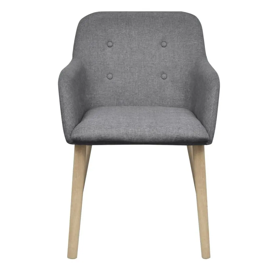 Dining Chairs 4 pcs Light Grey Fabric and Solid Oak Wood 270572