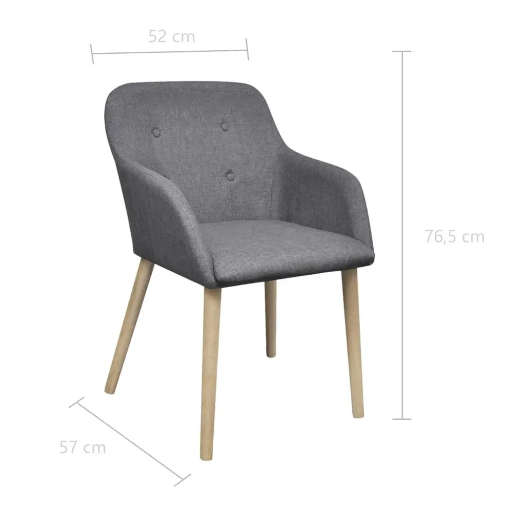 Dining Chairs 4 pcs Light Grey Fabric and Solid Oak Wood 270572