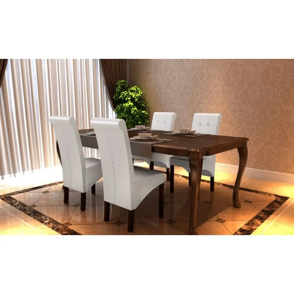 Dining Chairs 4 pcs White Faux Leather 160315