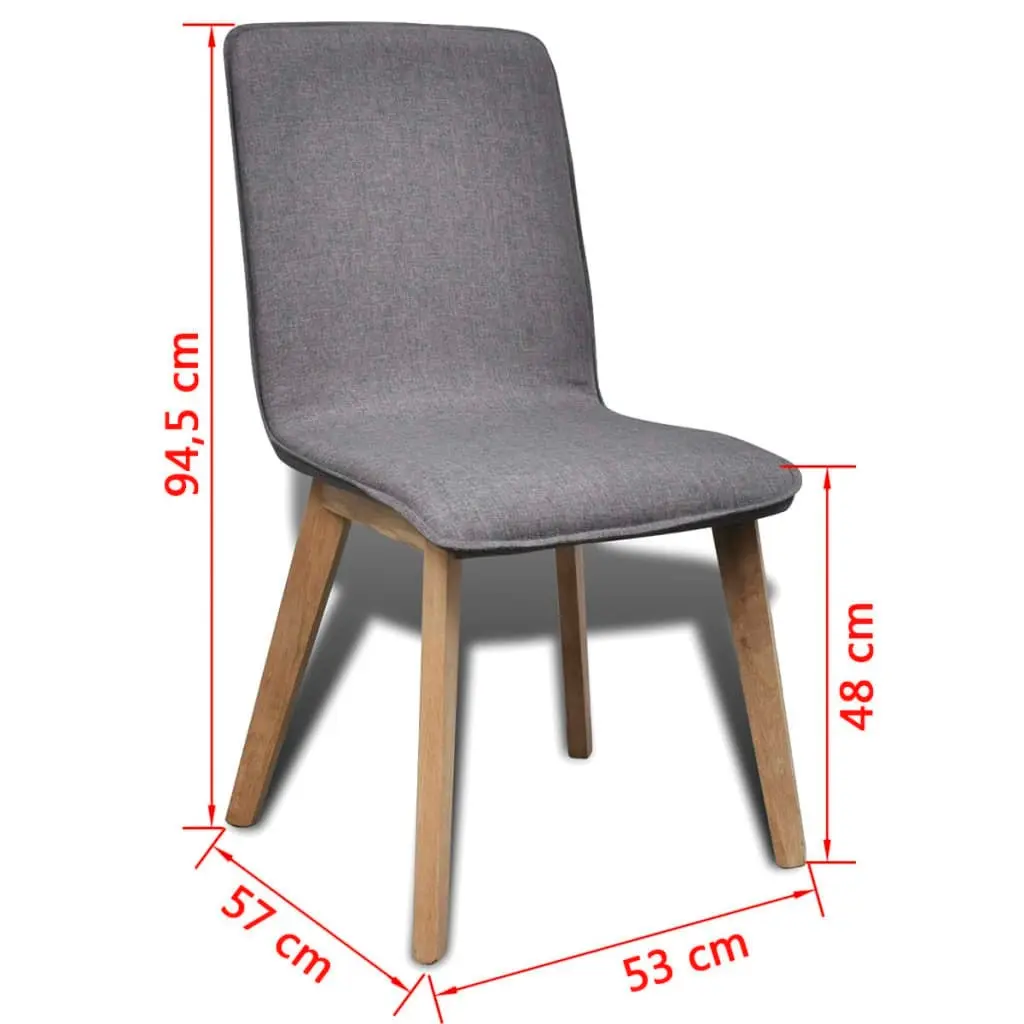 Dining Chairs 6 pcs Light Grey Fabric and Solid Oak Wood (241153+241154) 270569