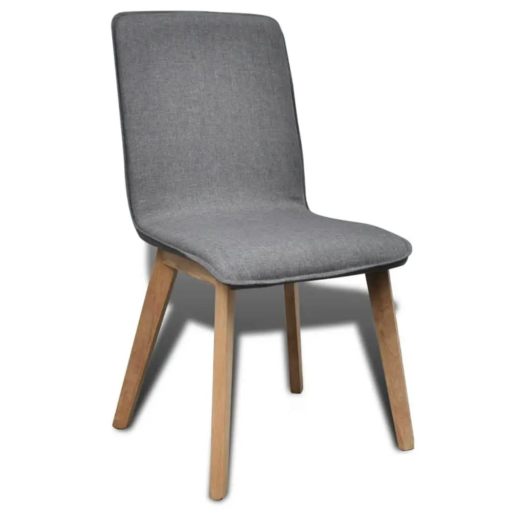 Dining Chairs 6 pcs Light Grey Fabric and Solid Oak Wood (241153+241154) 270569