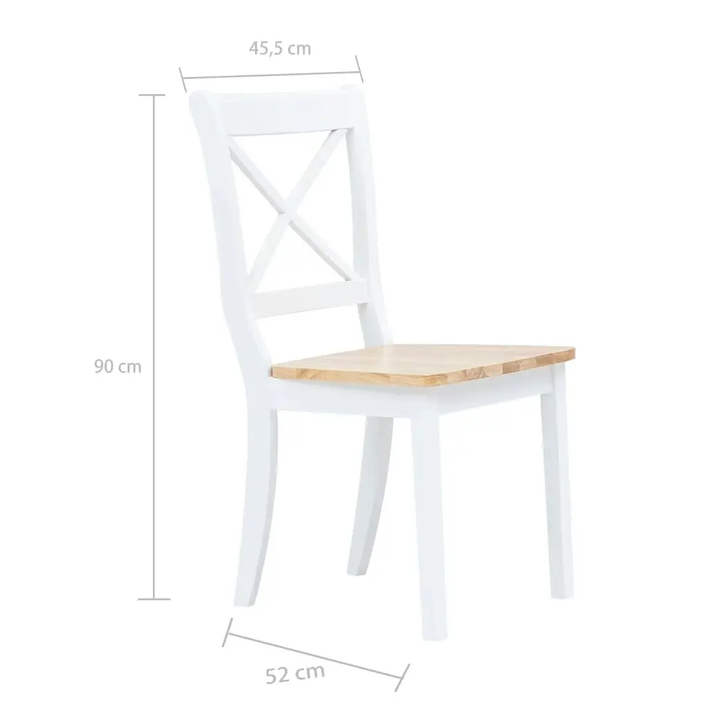 Dining Chairs 6 pcs White and Light Wood Solid Rubber Wood 277544